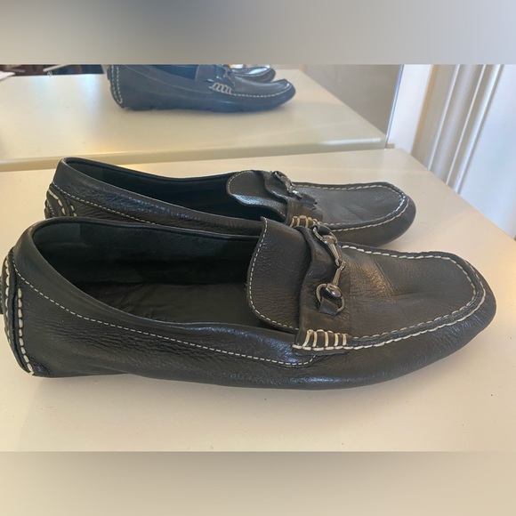 Clark black leather cream stitching loafers - Picture 6 of 12